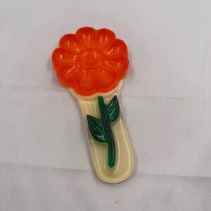 Vintage Resin Lucite Flower Spoon Holder Rest